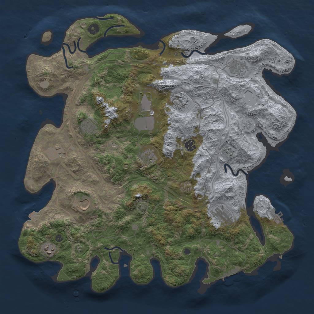 Rust Map: Procedural Map, Size: 4250, Seed: 748240, 19 Monuments