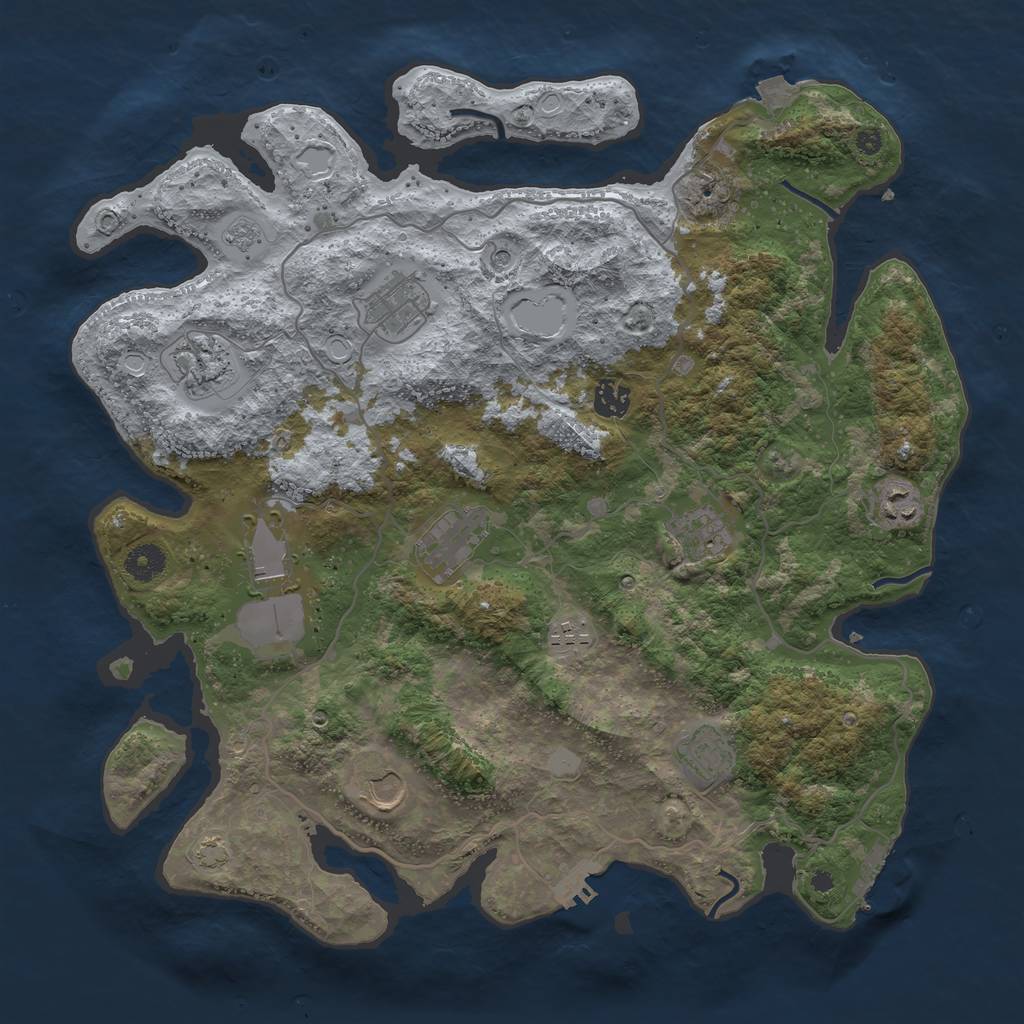 Rust Map: Procedural Map, Size: 4000, Seed: 13211049, 18 Monuments