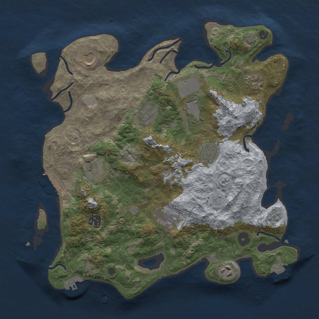 Rust Map: Procedural Map, Size: 3700, Seed: 1629336885, 18 Monuments