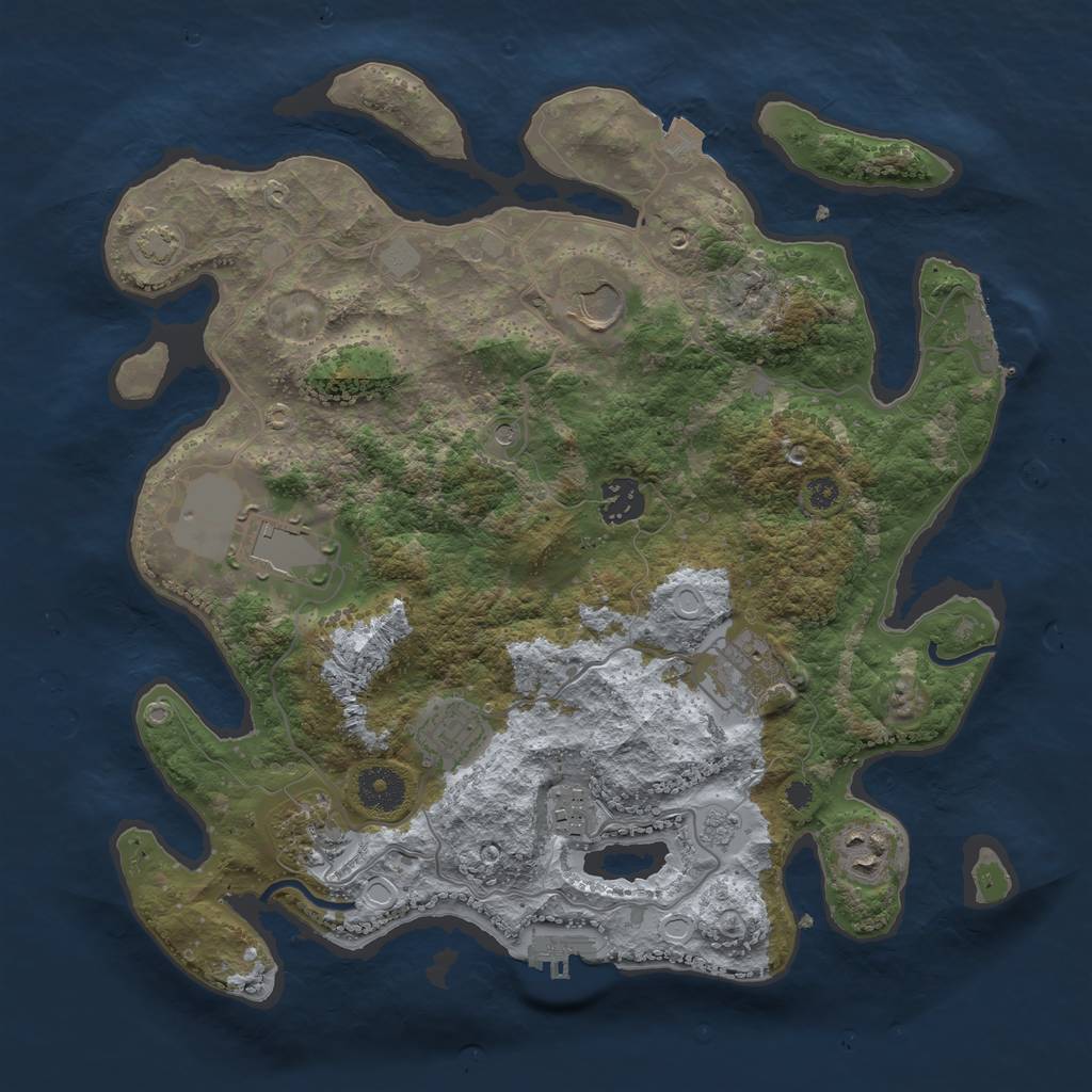 Rust Map: Procedural Map, Size: 3500, Seed: 18777429, 16 Monuments