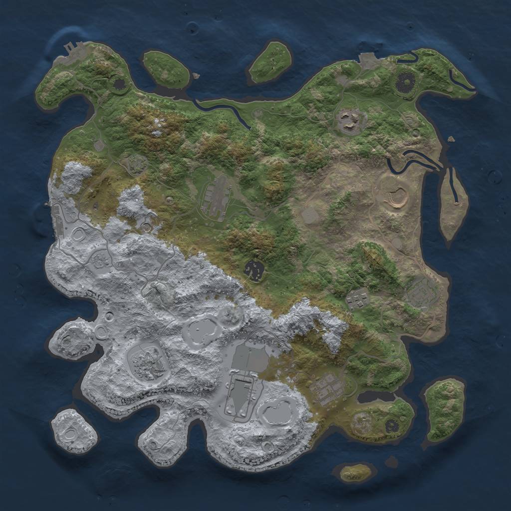 Rust Map: Procedural Map, Size: 3750, Seed: 76104706, 17 Monuments