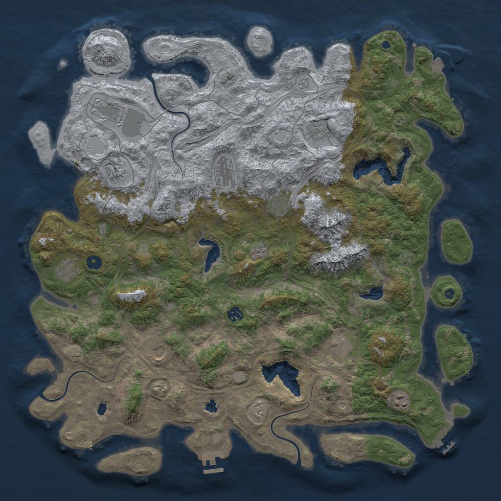 Rust Map: Procedural Map, Size: 5000, Seed: 805, 17 Monuments
