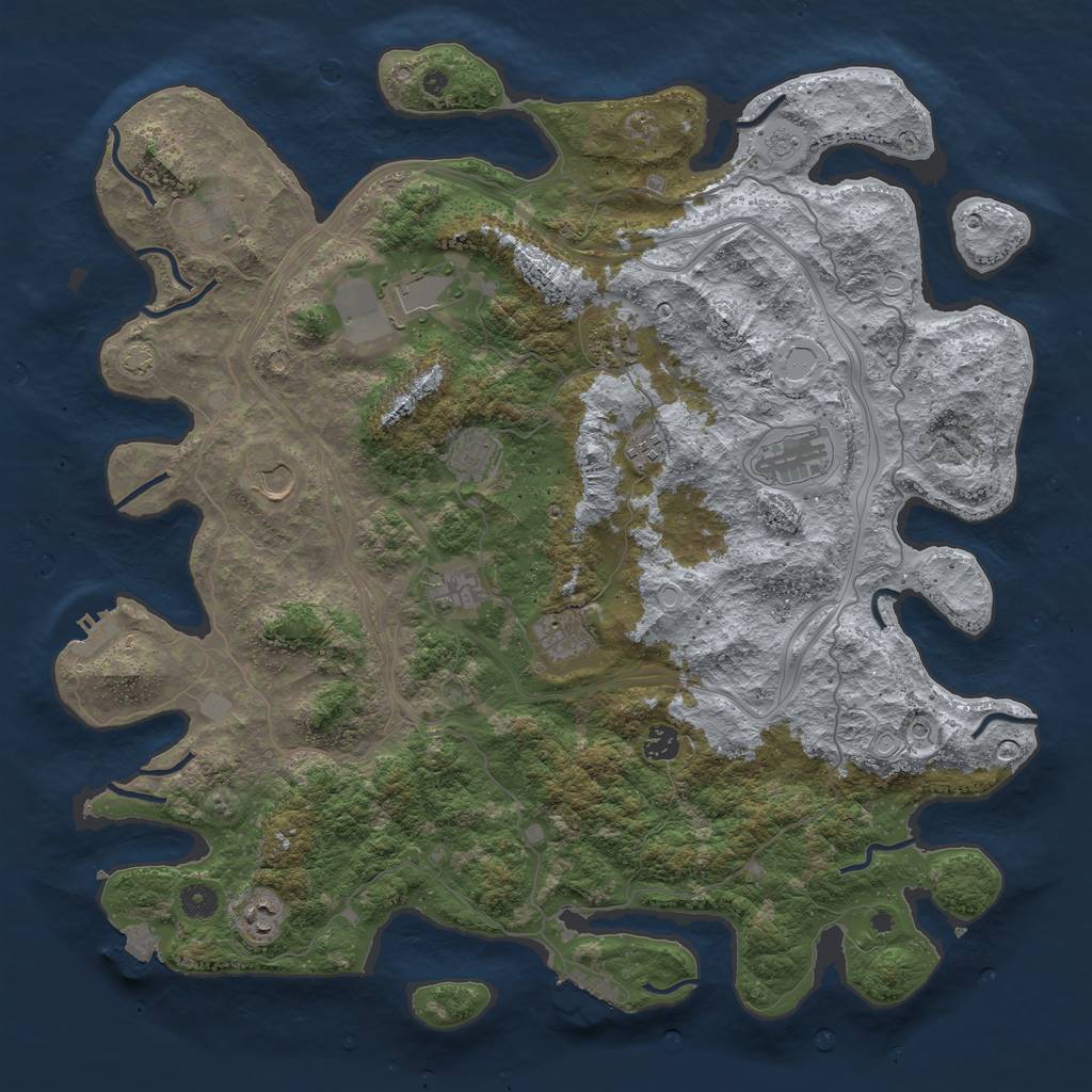 Rust Map: Procedural Map, Size: 4500, Seed: 2135417825, 19 Monuments
