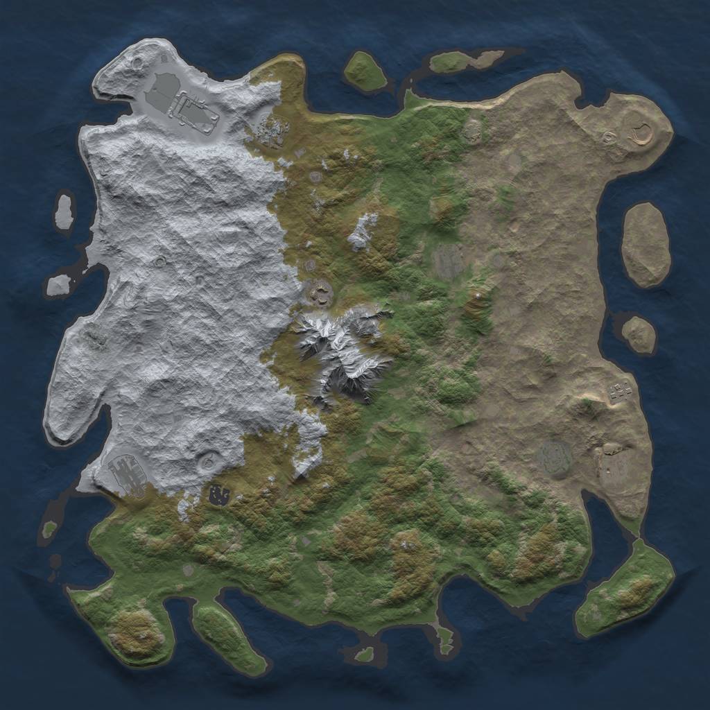 Rust Map: Barren, Size: 5000, Seed: 654331, 14 Monuments