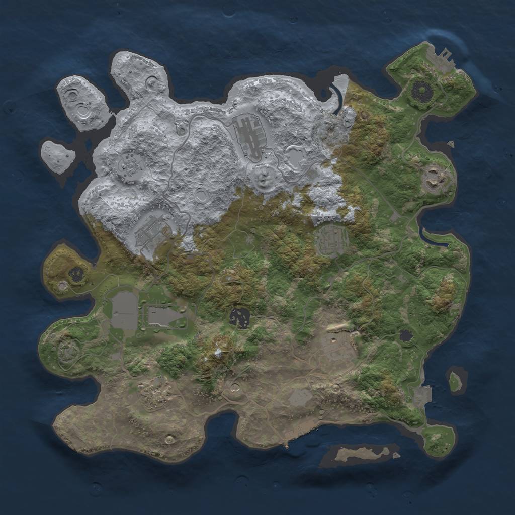 Rust Map: Procedural Map, Size: 3550, Seed: 648252, 16 Monuments