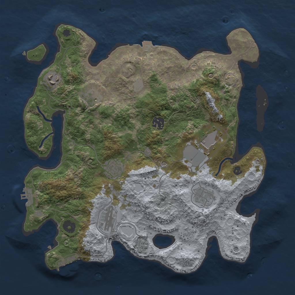 Rust Map: Procedural Map, Size: 3500, Seed: 1806757558, 16 Monuments