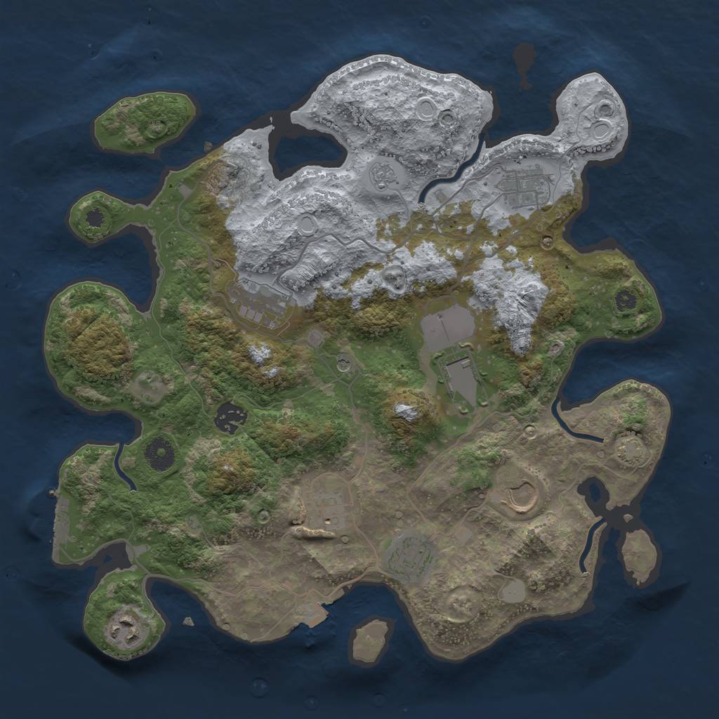 Rust Map: Procedural Map, Size: 3500, Seed: 666610265, 15 Monuments