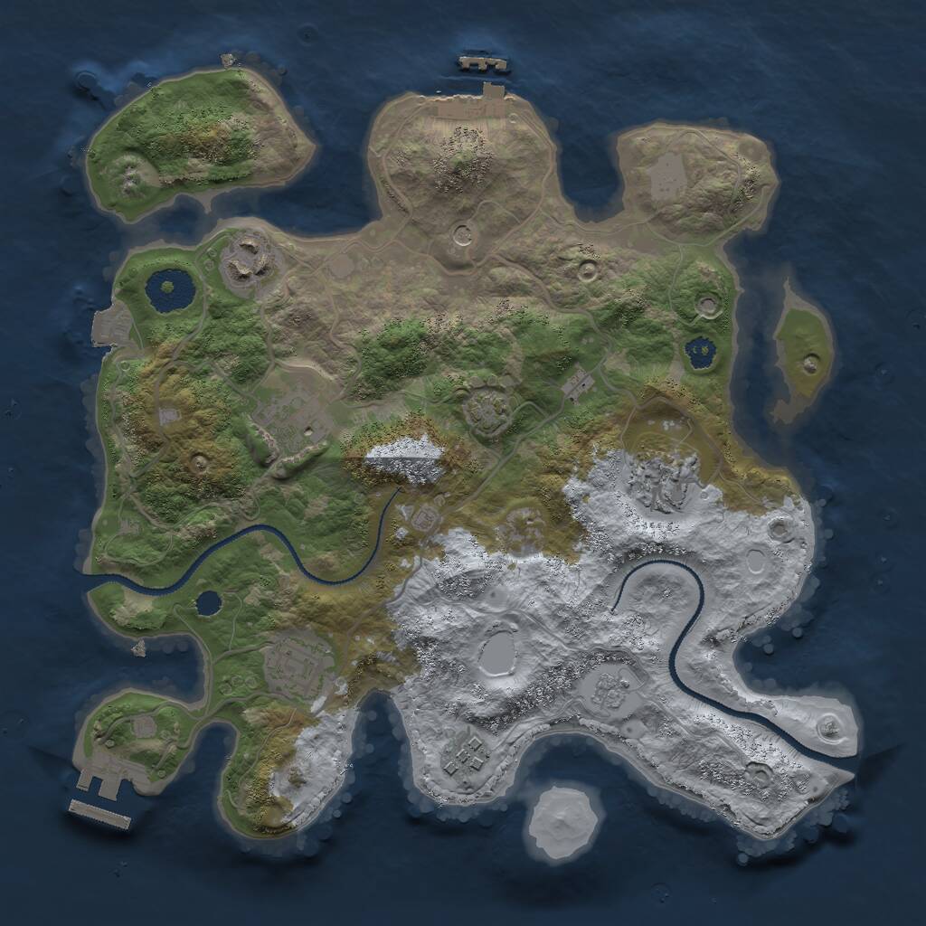 Rust Map: Procedural Map, Size: 3000, Seed: 1496929462, 11 Monuments
