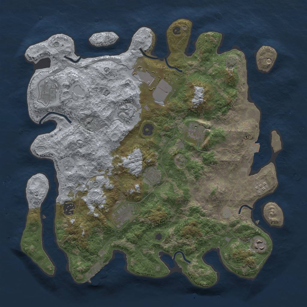 Rust Map: Procedural Map, Size: 3850, Seed: 76348627, 16 Monuments