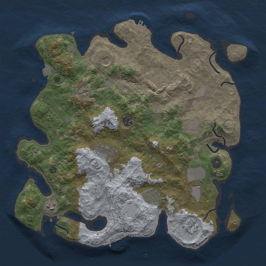 Rust Map: Procedural Map, Size: 3800, Seed: 59046863, 17 Monuments