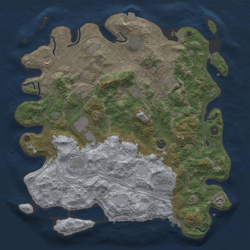 Rust Map: Procedural Map, Size: 4300, Seed: 57540602, 19 Monuments
