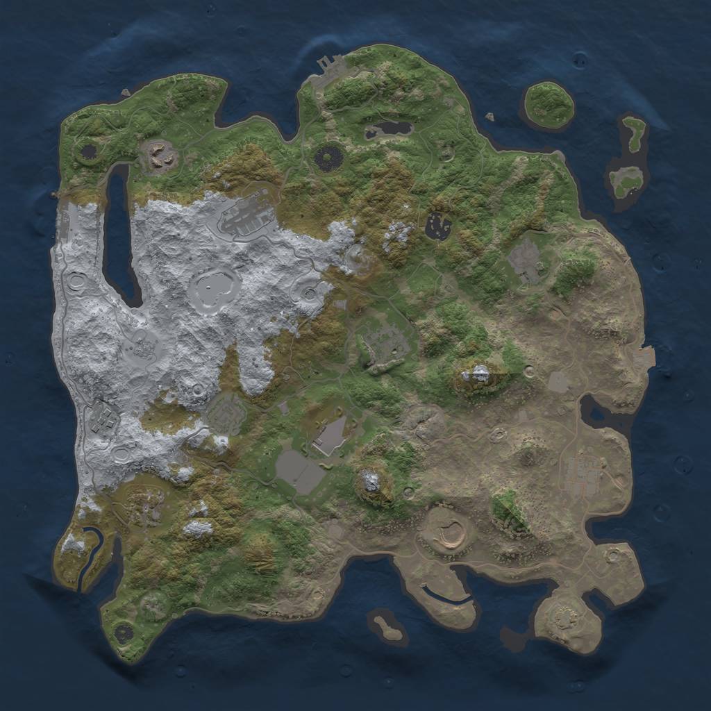 Rust Map: Procedural Map, Size: 3950, Seed: 22134948, 19 Monuments