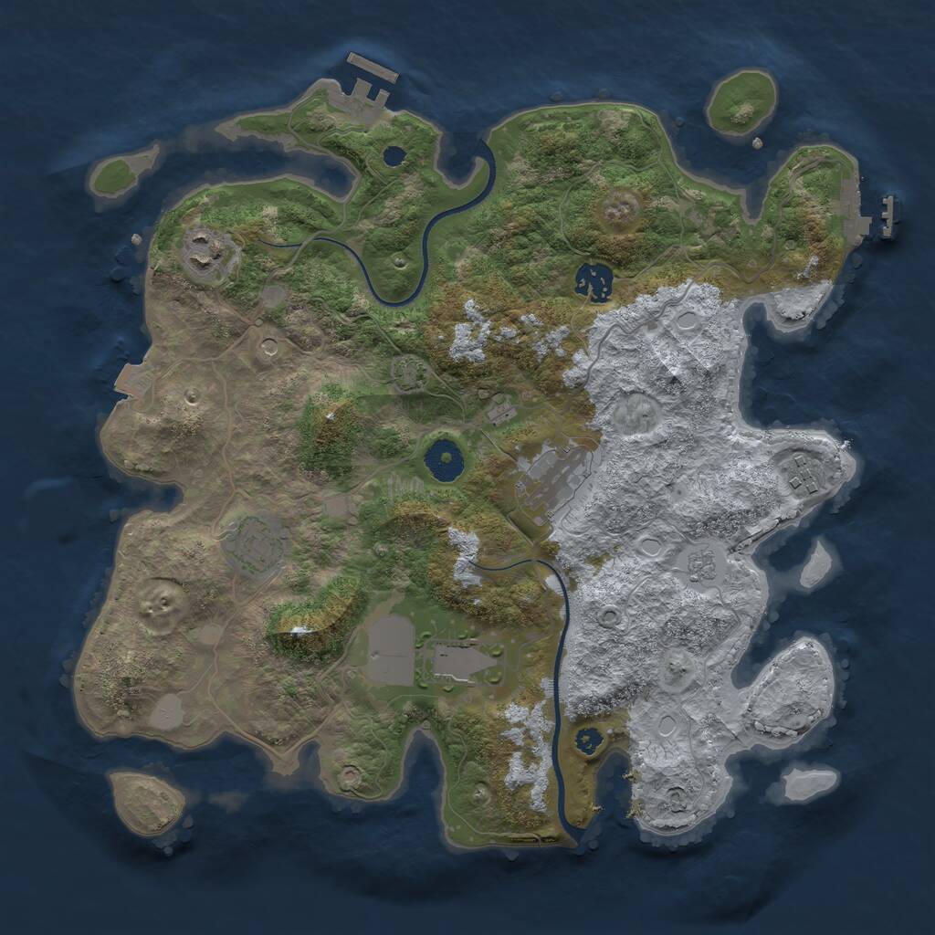 Rust Map: Procedural Map, Size: 3550, Seed: 28747578, 12 Monuments