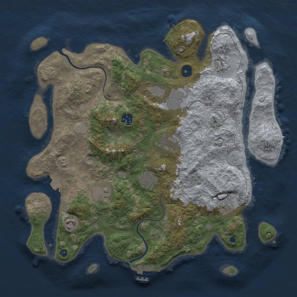 Rust Map: Procedural Map, Size: 3850, Seed: 3627282, 14 Monuments