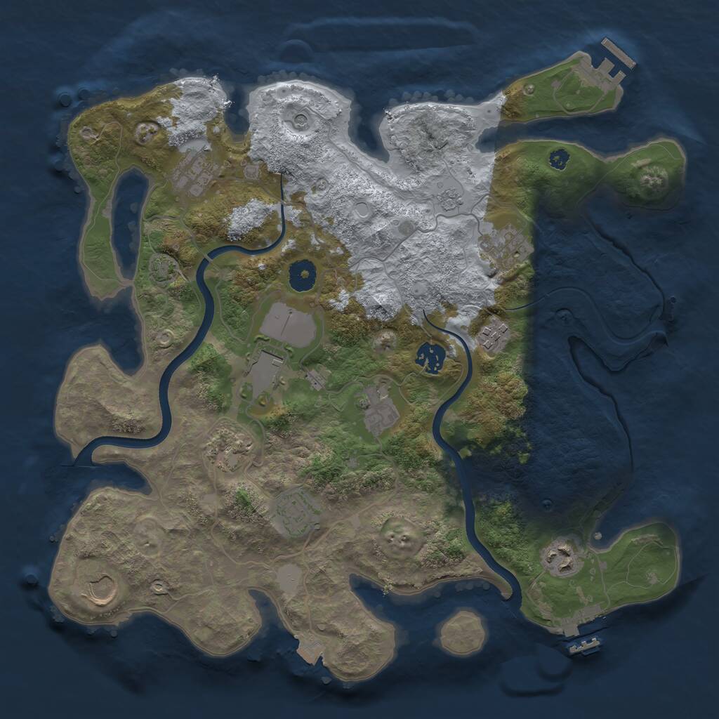 Rust Map: Procedural Map, Size: 3600, Seed: 93396498, 16 Monuments