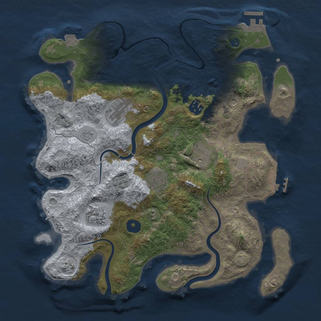 Rust Map: Procedural Map, Size: 3400, Seed: 23046157, 12 Monuments