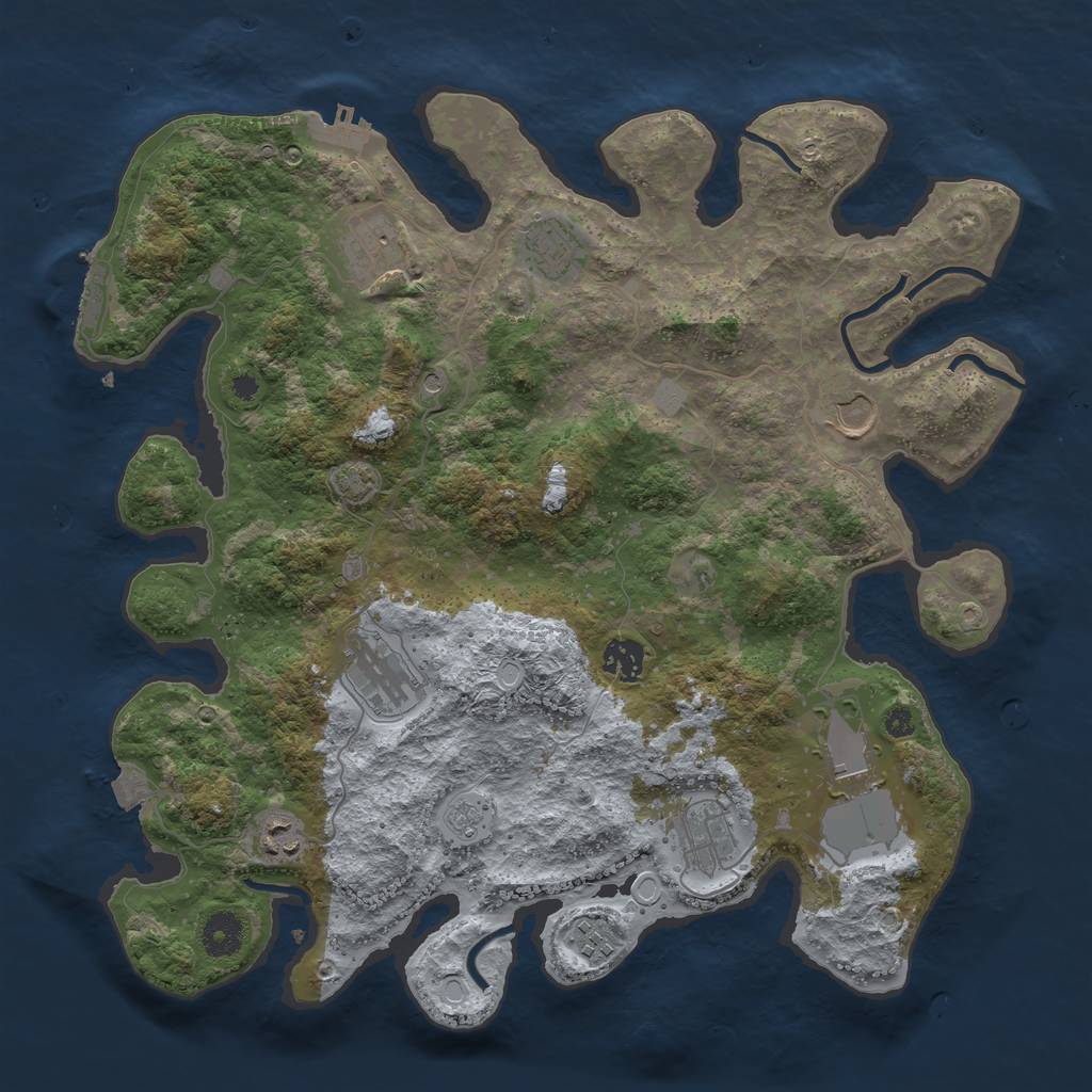 Rust Map: Procedural Map, Size: 3800, Seed: 29015040, 17 Monuments