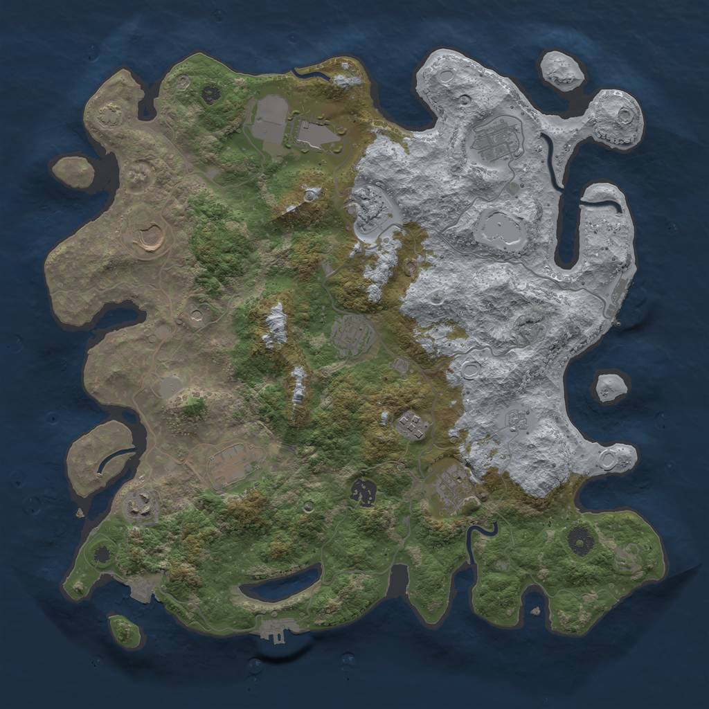 Rust Map: Procedural Map, Size: 3950, Seed: 64591402, 18 Monuments