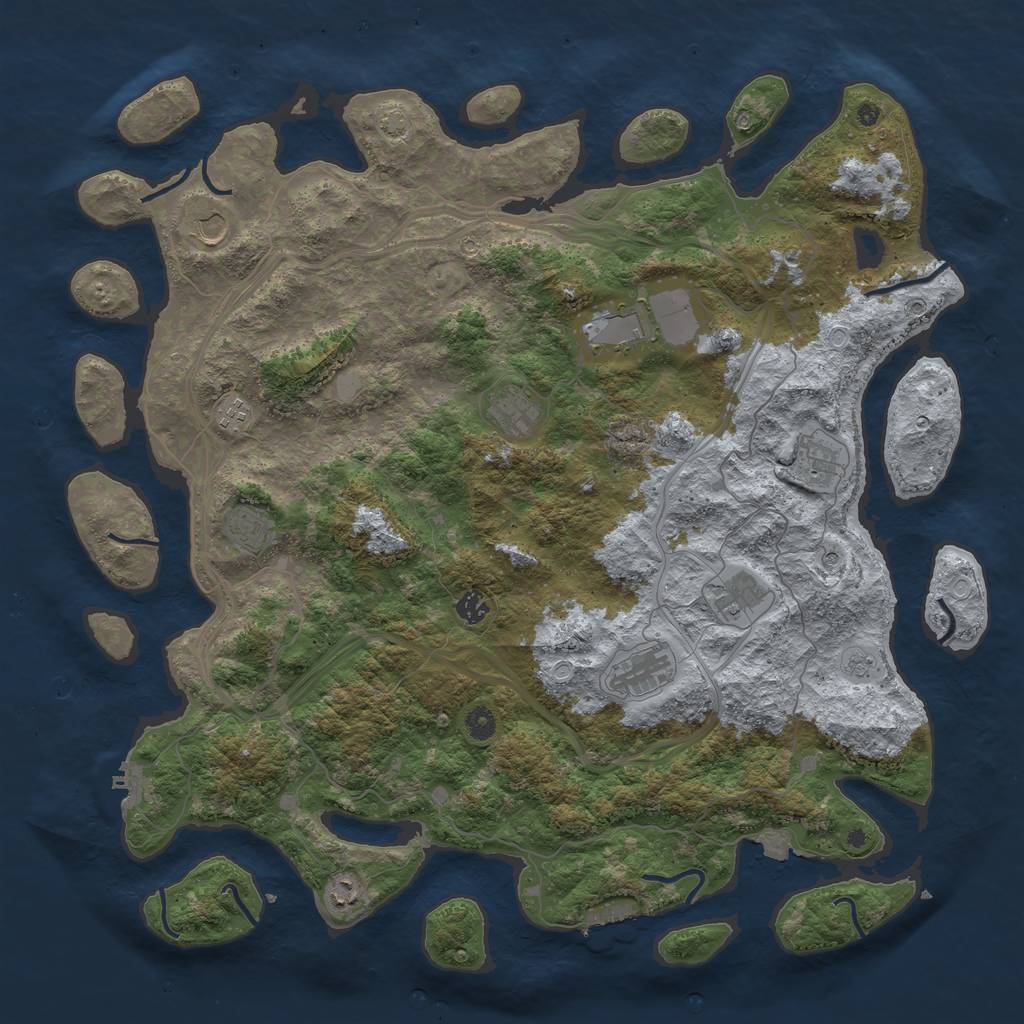 Rust Map: Procedural Map, Size: 4800, Seed: 327814383, 18 Monuments