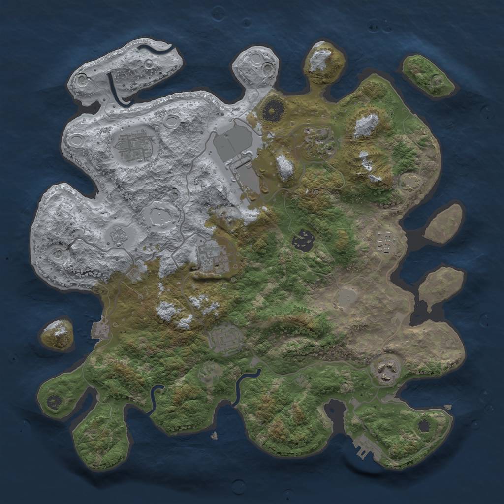 Rust Map: Procedural Map, Size: 3500, Seed: 1853410560, 15 Monuments