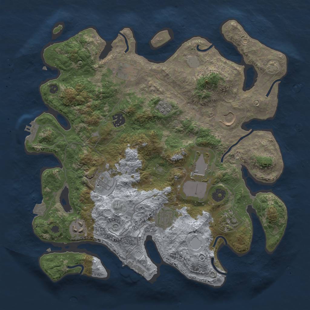 Rust Map: Procedural Map, Size: 3500, Seed: 1029654662, 16 Monuments