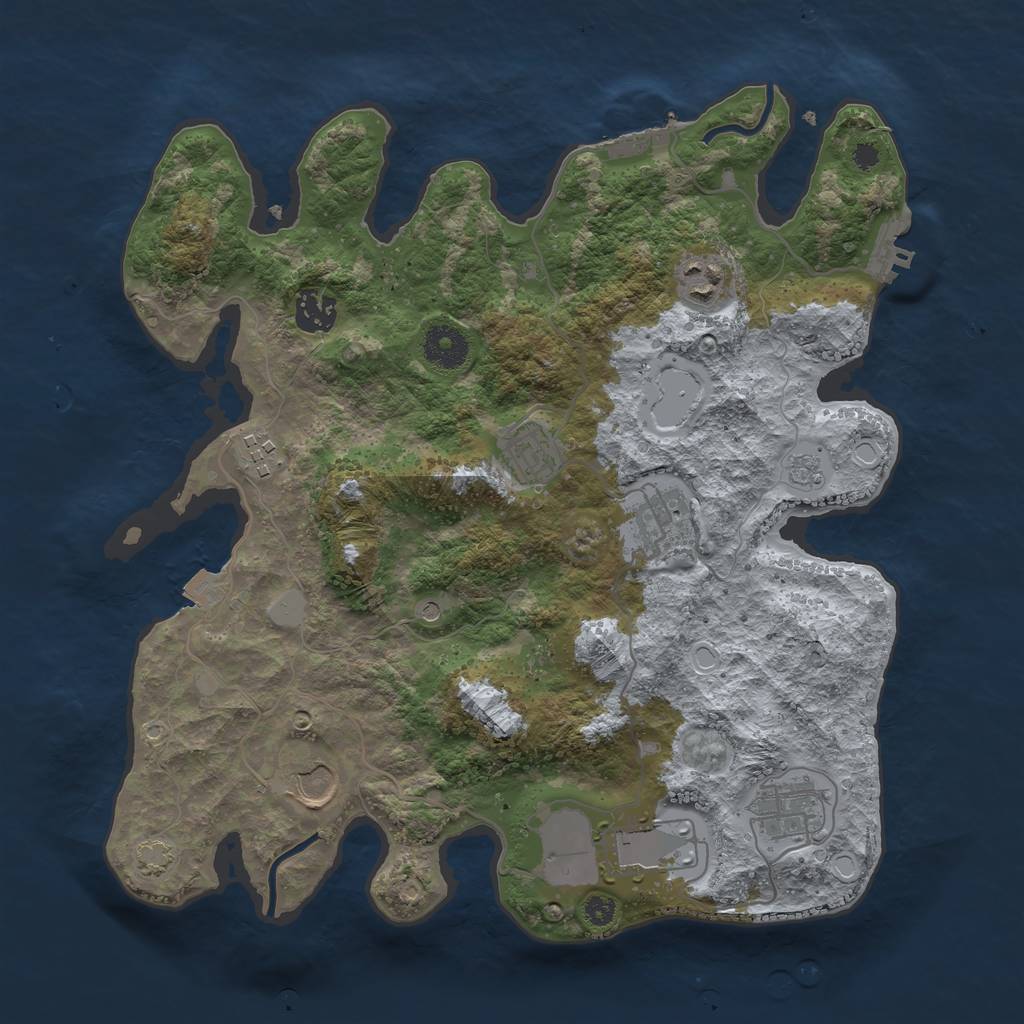 Rust Map: Procedural Map, Size: 3500, Seed: 98664, 16 Monuments