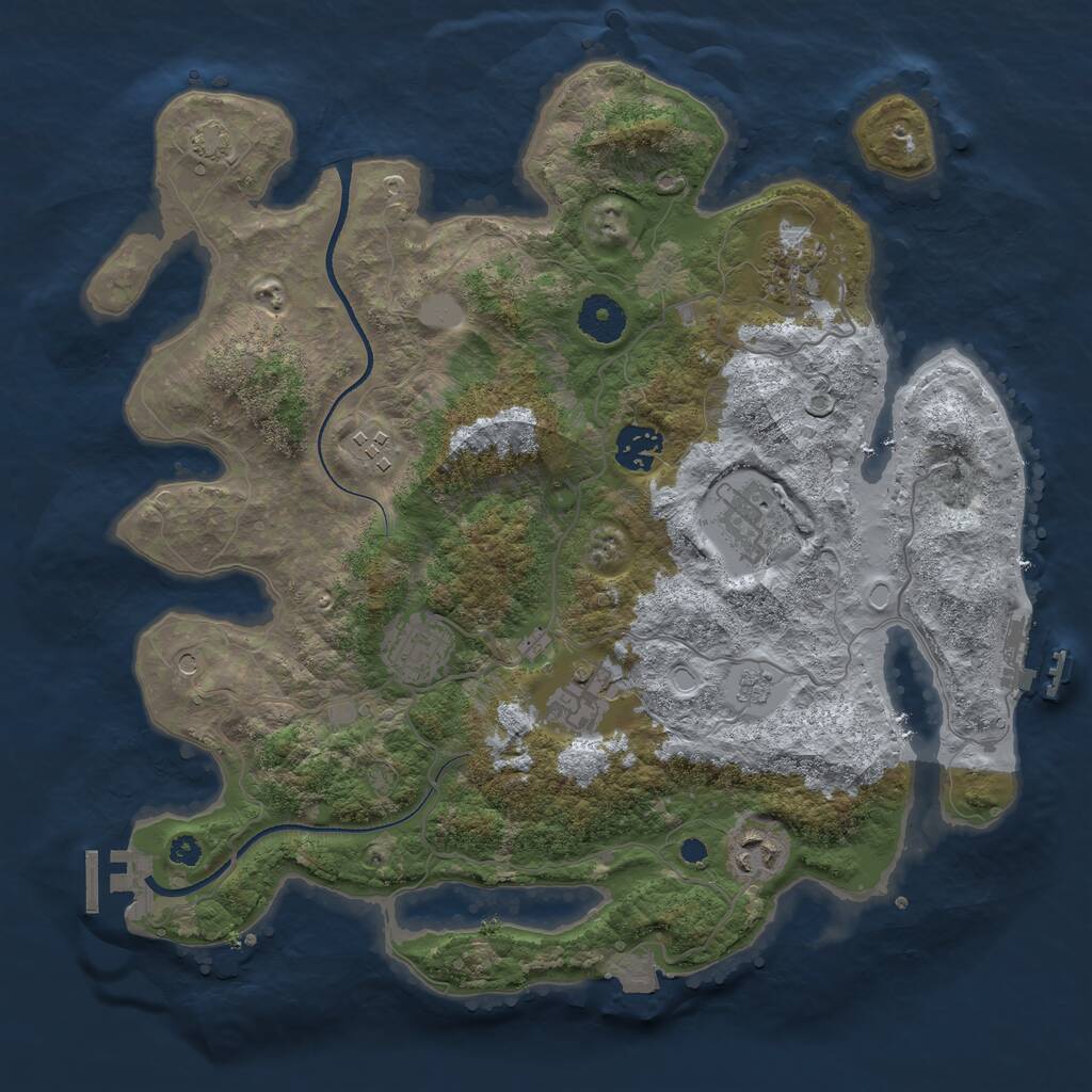 Rust Map: Procedural Map, Size: 3499, Seed: 9876513, 13 Monuments