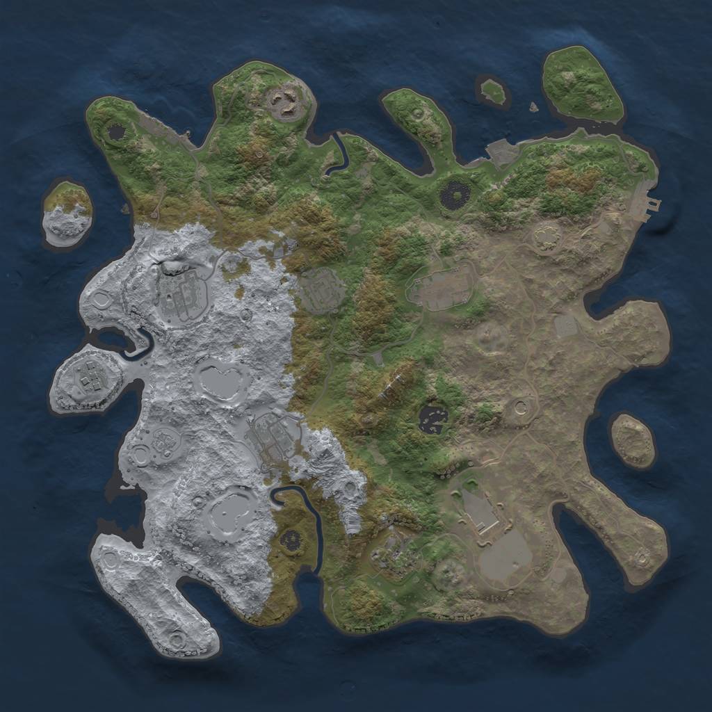 Rust Map: Procedural Map, Size: 3600, Seed: 72941403, 17 Monuments