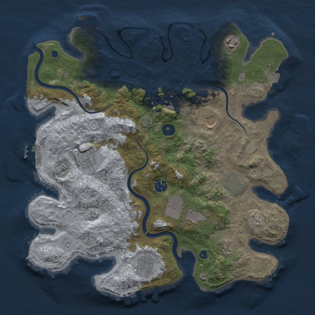 Rust Map: Procedural Map, Size: 3700, Seed: 1136204038, 15 Monuments