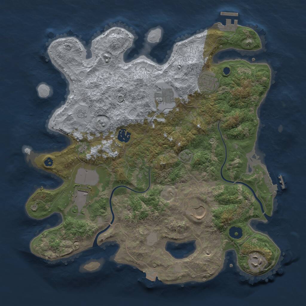 Rust Map: Procedural Map, Size: 3500, Seed: 72737, 11 Monuments
