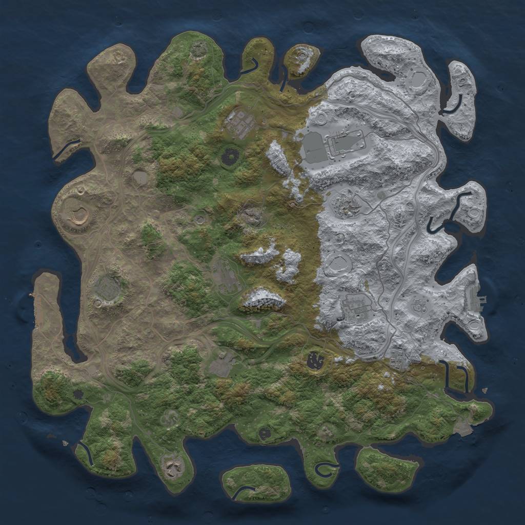 Rust Map: Procedural Map, Size: 4500, Seed: 1459400484, 19 Monuments