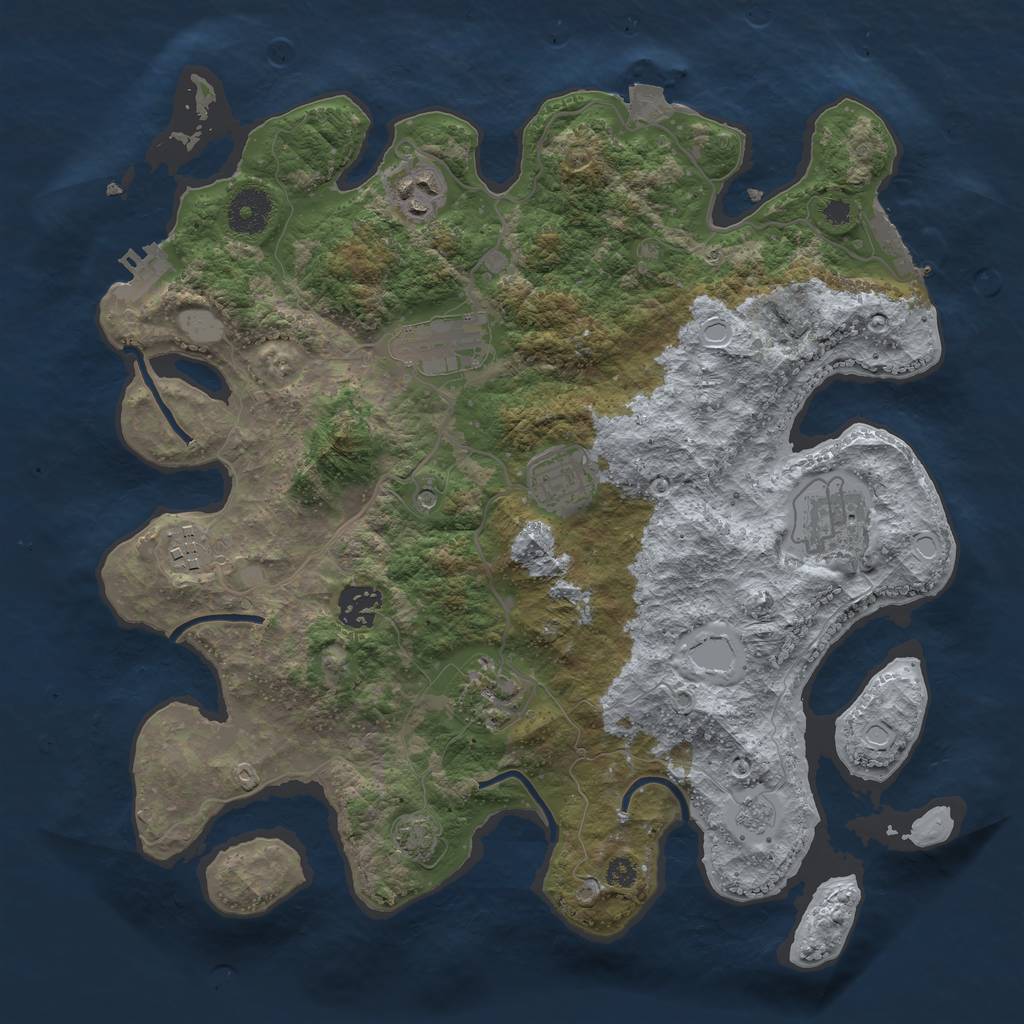 Rust Map: Procedural Map, Size: 3450, Seed: 2239341, 15 Monuments