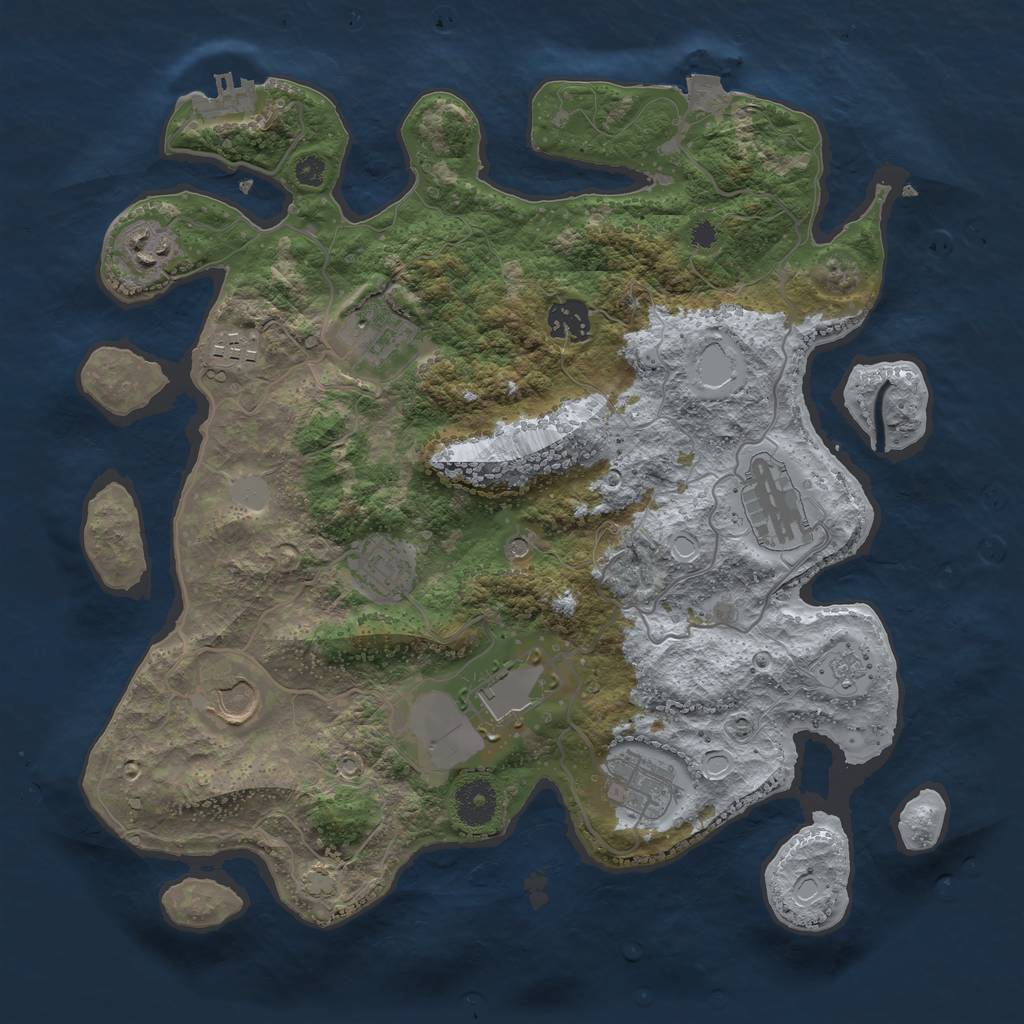 Rust Map: Procedural Map, Size: 3500, Seed: 1097589, 16 Monuments