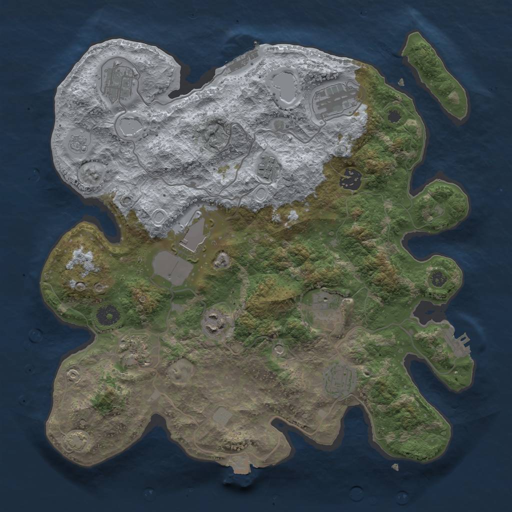 Rust Map: Procedural Map, Size: 3500, Seed: 73949300, 17 Monuments