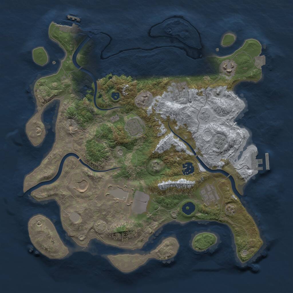 Rust Map: Procedural Map, Size: 3500, Seed: 300284573, 14 Monuments