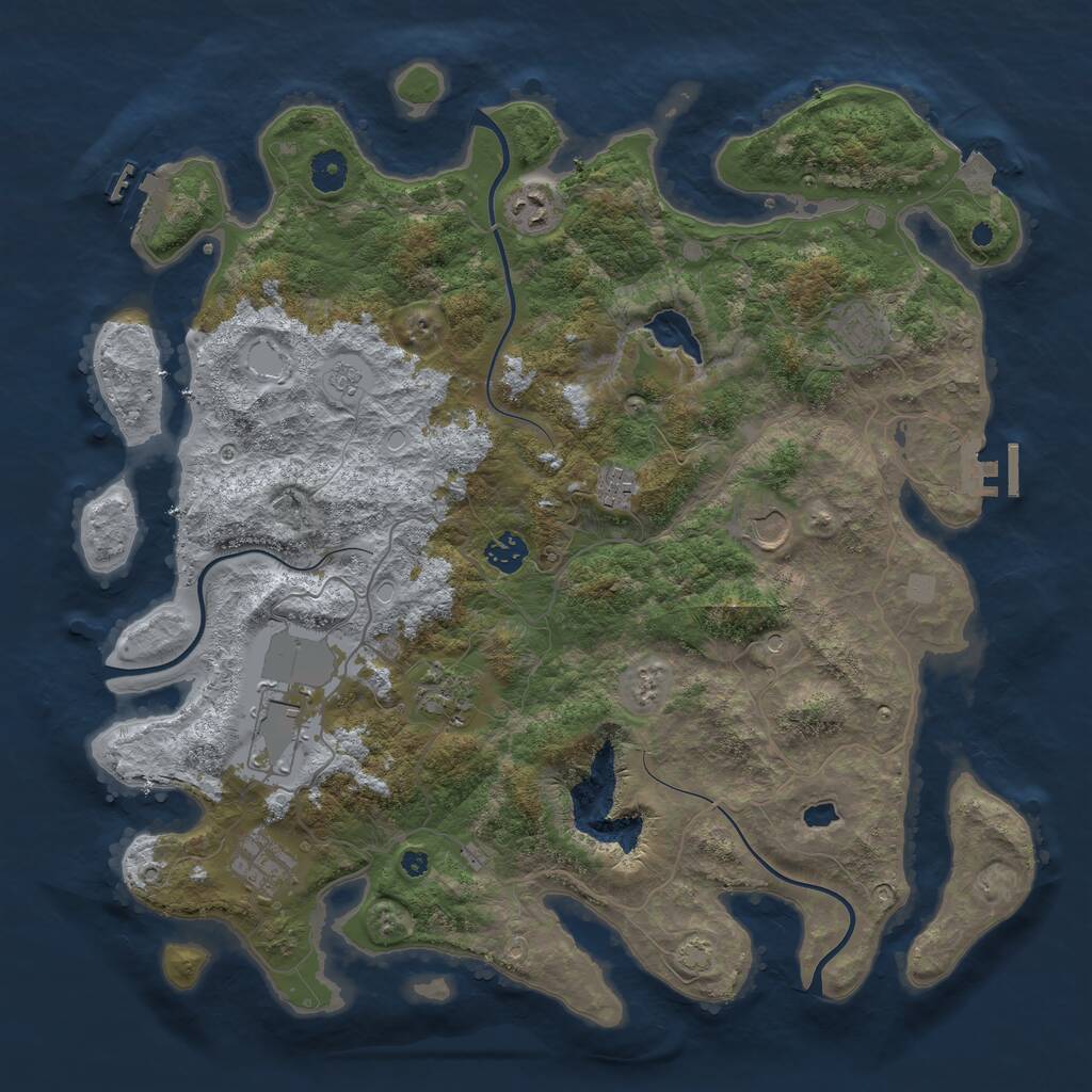 Rust Map: Procedural Map, Size: 4100, Seed: 51990470, 14 Monuments