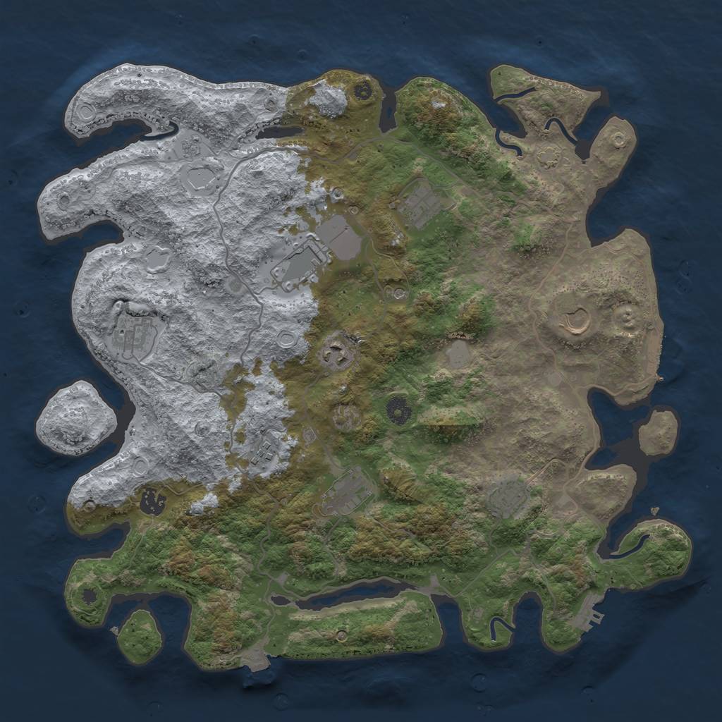 Rust Map: Procedural Map, Size: 4100, Seed: 73178272, 17 Monuments