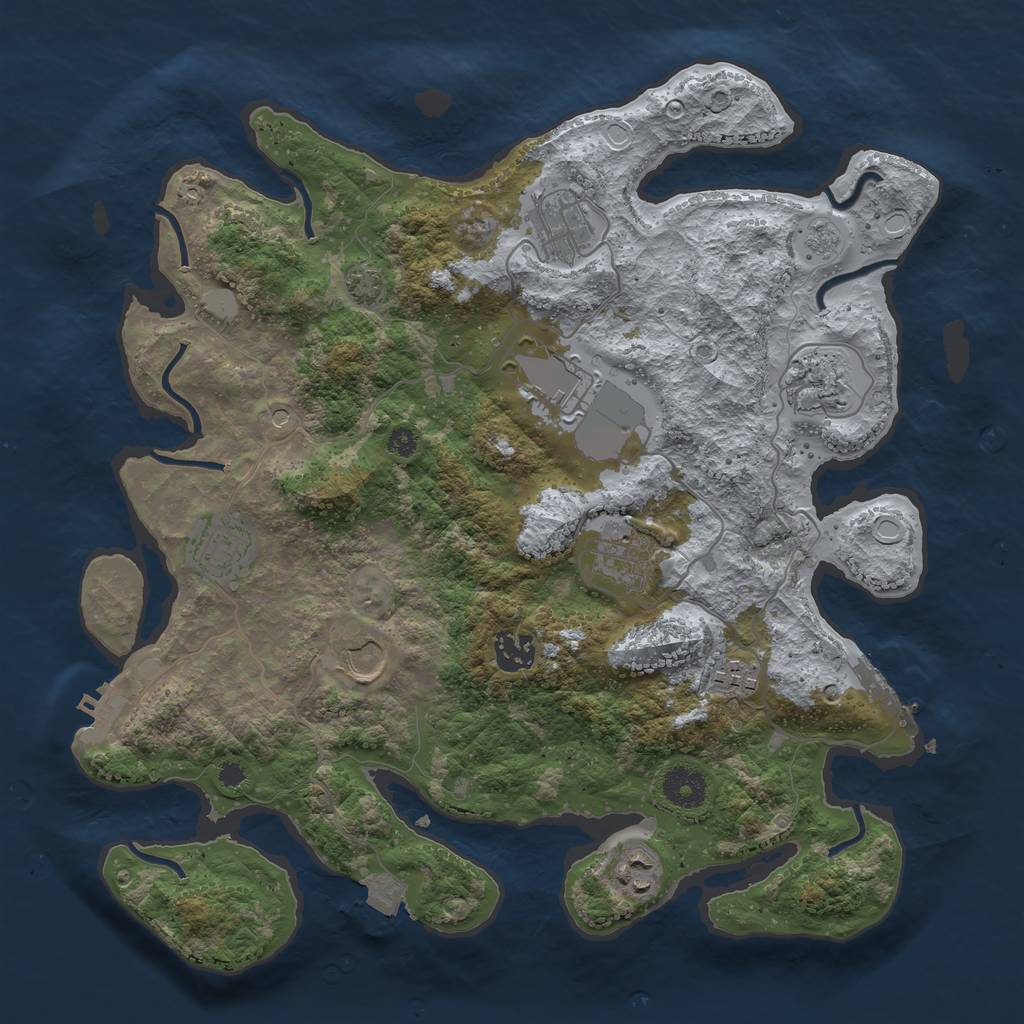Rust Map: Procedural Map, Size: 3600, Seed: 52059544, 17 Monuments