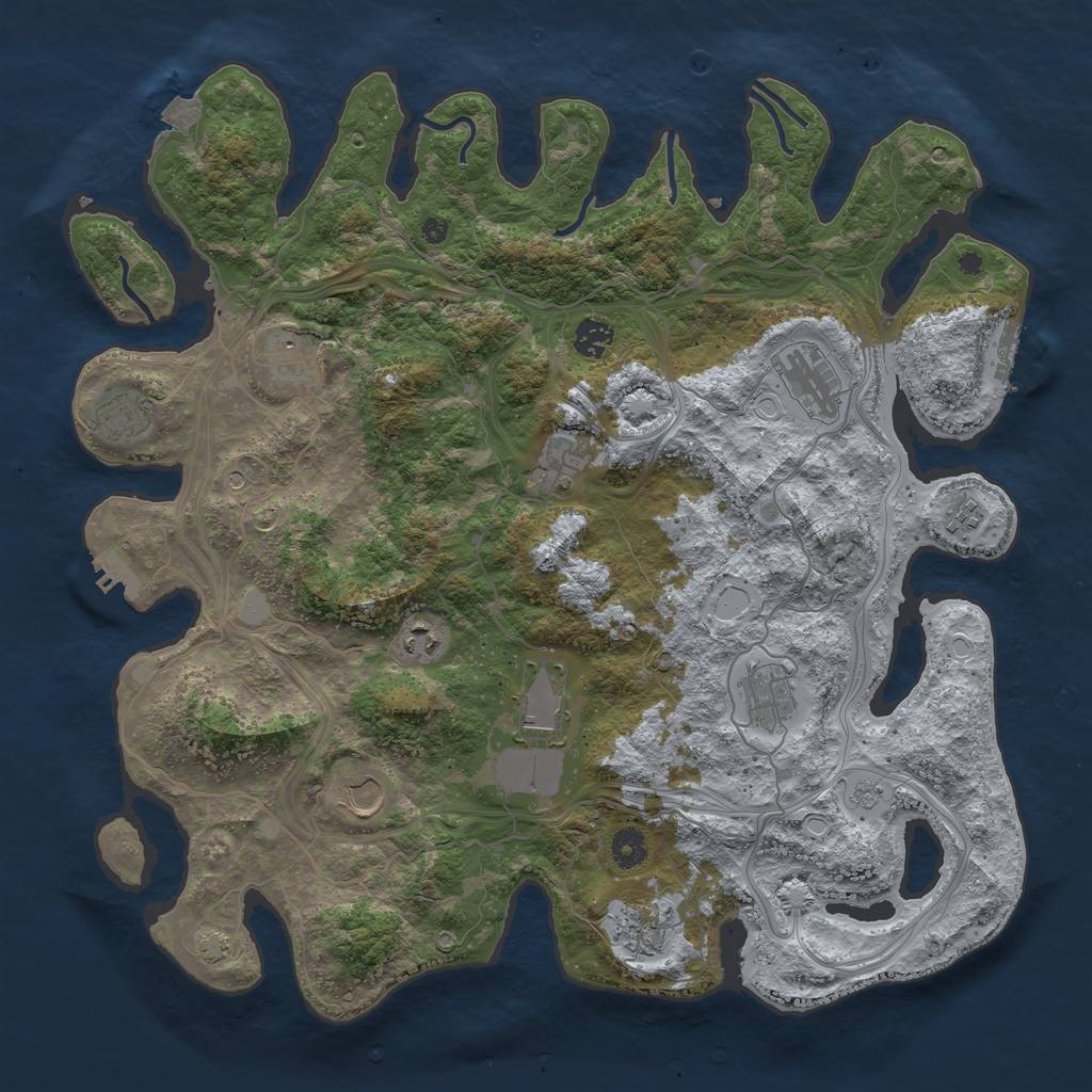 Rust Map: Procedural Map, Size: 4250, Seed: 70251073, 19 Monuments