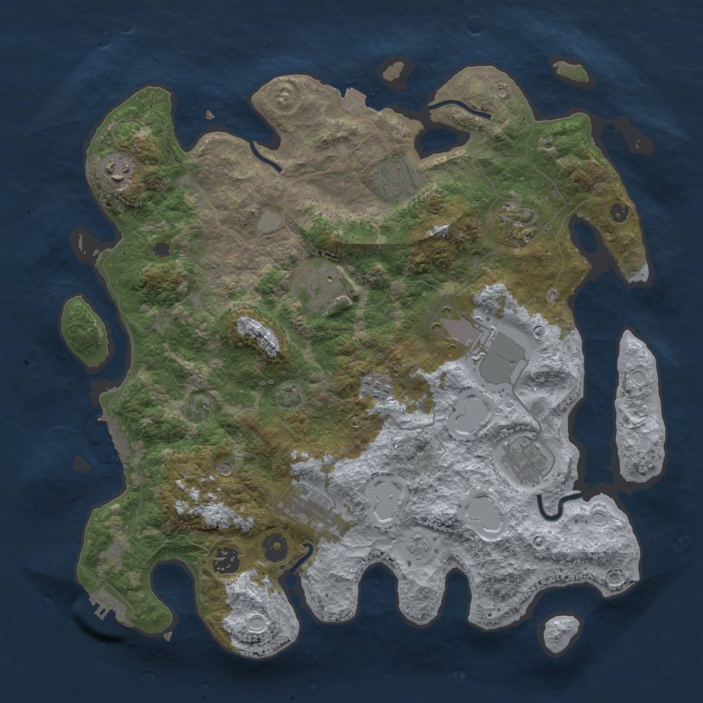 Rust Map: Procedural Map, Size: 3850, Seed: 73840599, 17 Monuments