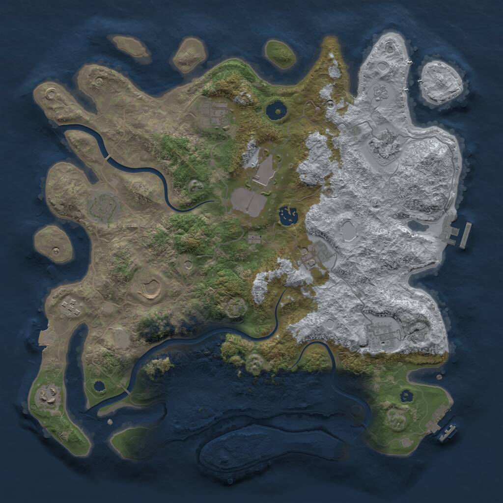 Rust Map: Procedural Map, Size: 3850, Seed: 38984596, 16 Monuments