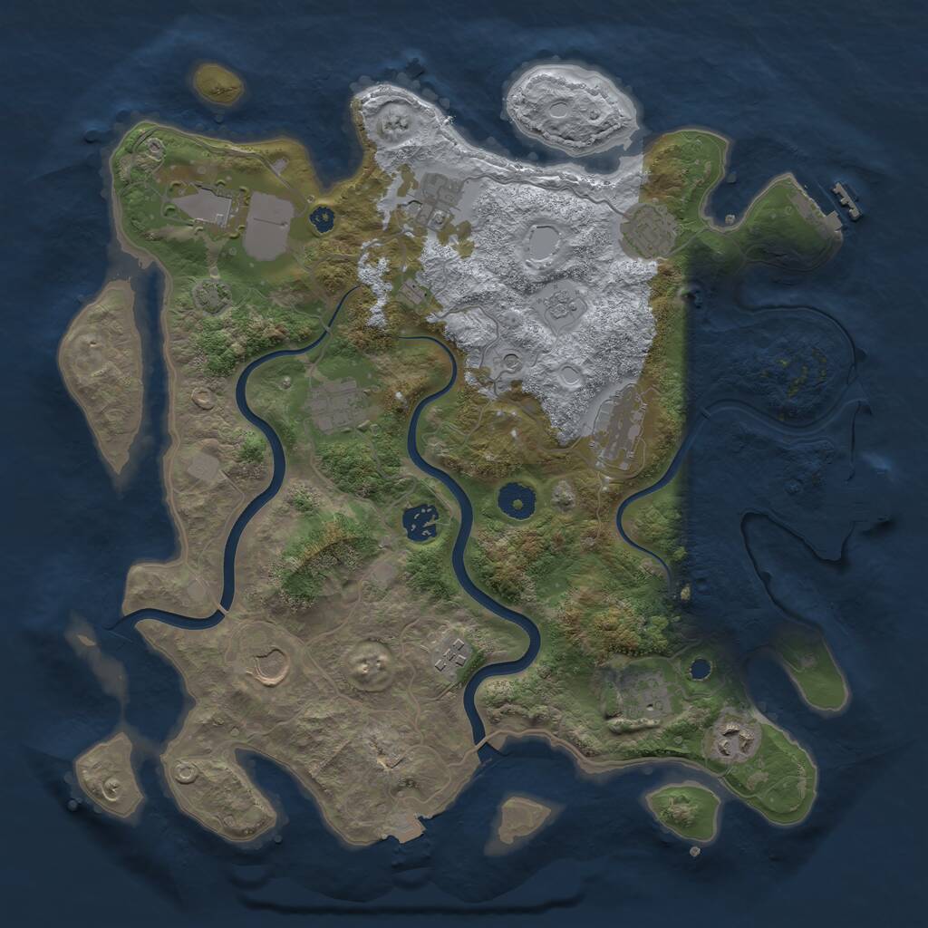 Rust Map: Procedural Map, Size: 3750, Seed: 43113163, 16 Monuments