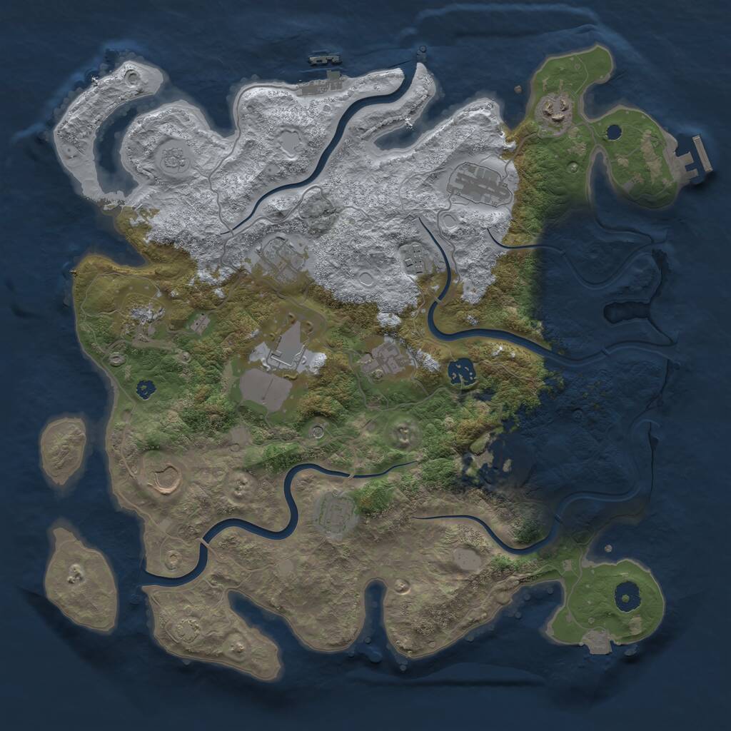 Rust Map: Procedural Map, Size: 3900, Seed: 81194474, 17 Monuments