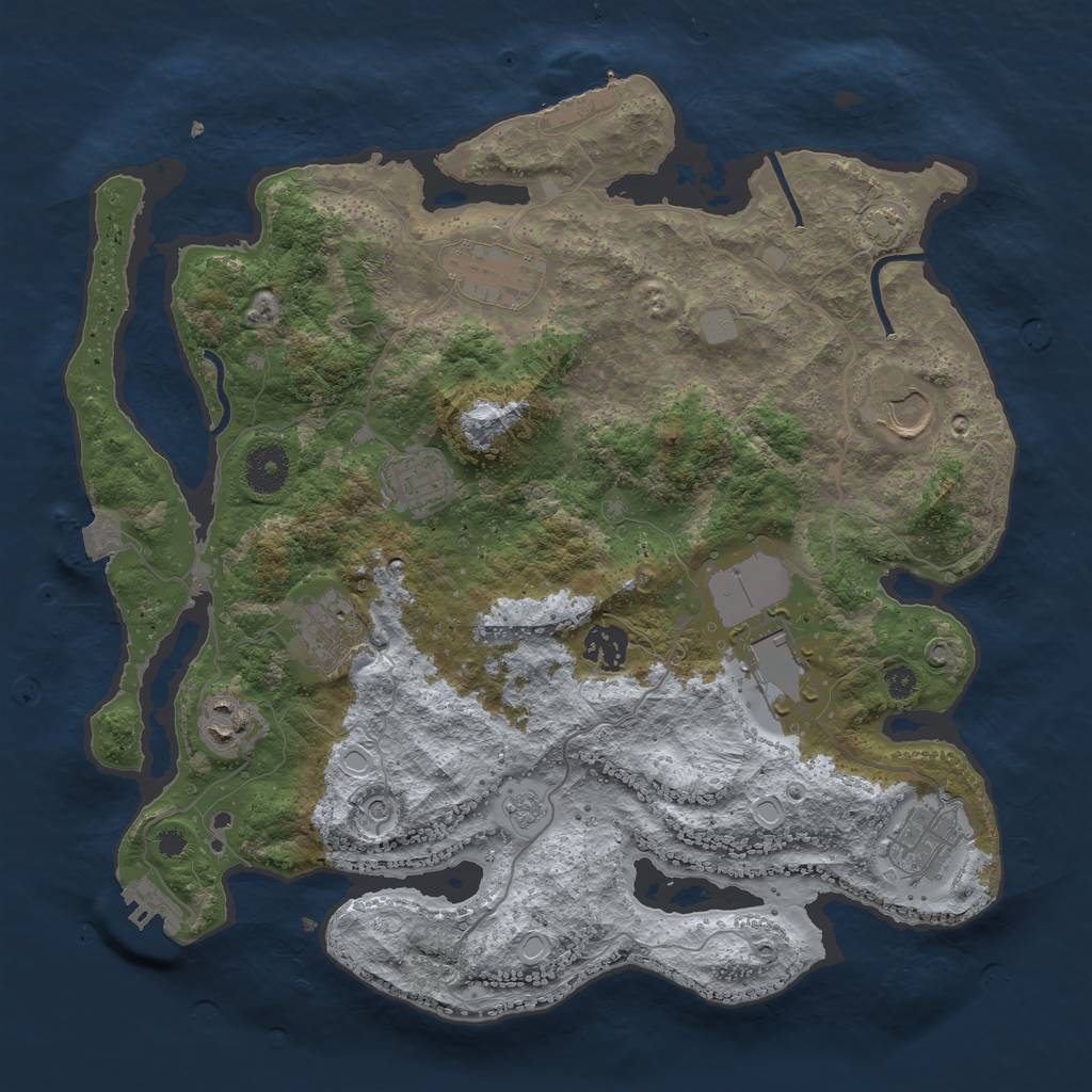 Rust Map: Procedural Map, Size: 3550, Seed: 33784580, 16 Monuments