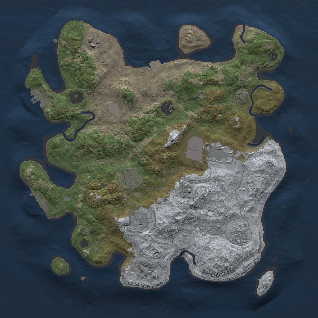 Rust Map: Procedural Map, Size: 3550, Seed: 20238686, 14 Monuments