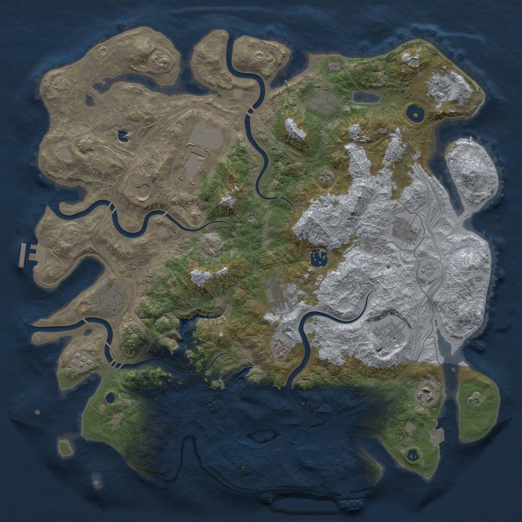 Rust Map: Procedural Map, Size: 4400, Seed: 9532697, 17 Monuments