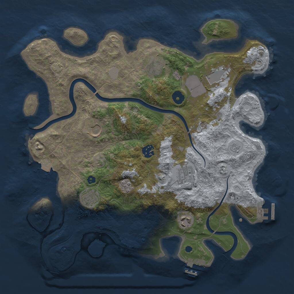 Rust Map: Procedural Map, Size: 3550, Seed: 89350401, 14 Monuments