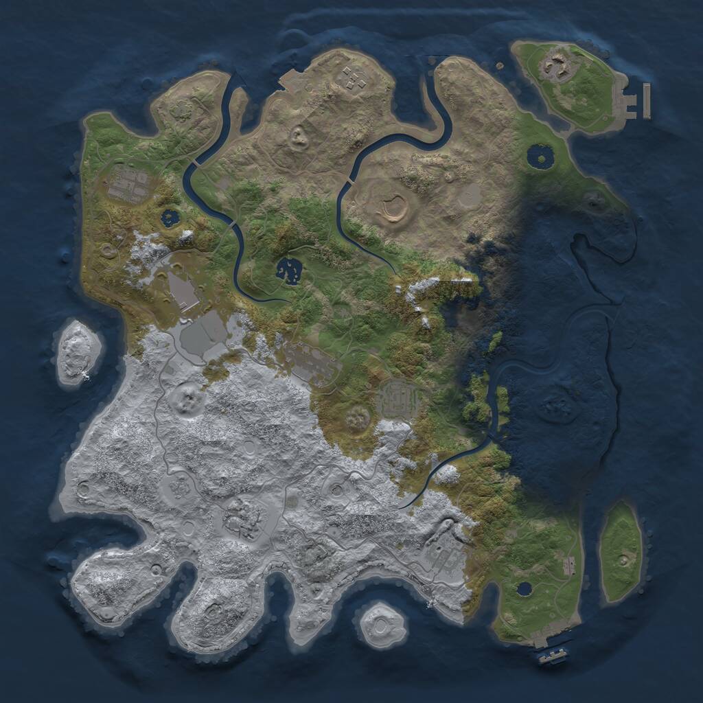 Rust Map: Procedural Map, Size: 3950, Seed: 47278836, 16 Monuments