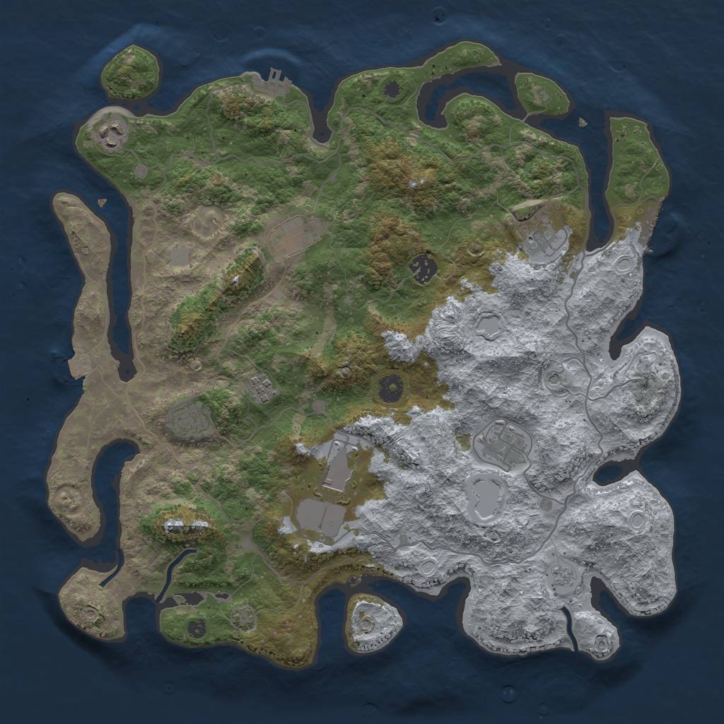 Rust Map: Procedural Map, Size: 4000, Seed: 11803822, 16 Monuments
