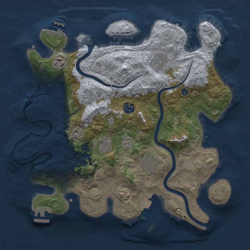 Rust Map: Procedural Map, Size: 3400, Seed: 51421167, 12 Monuments